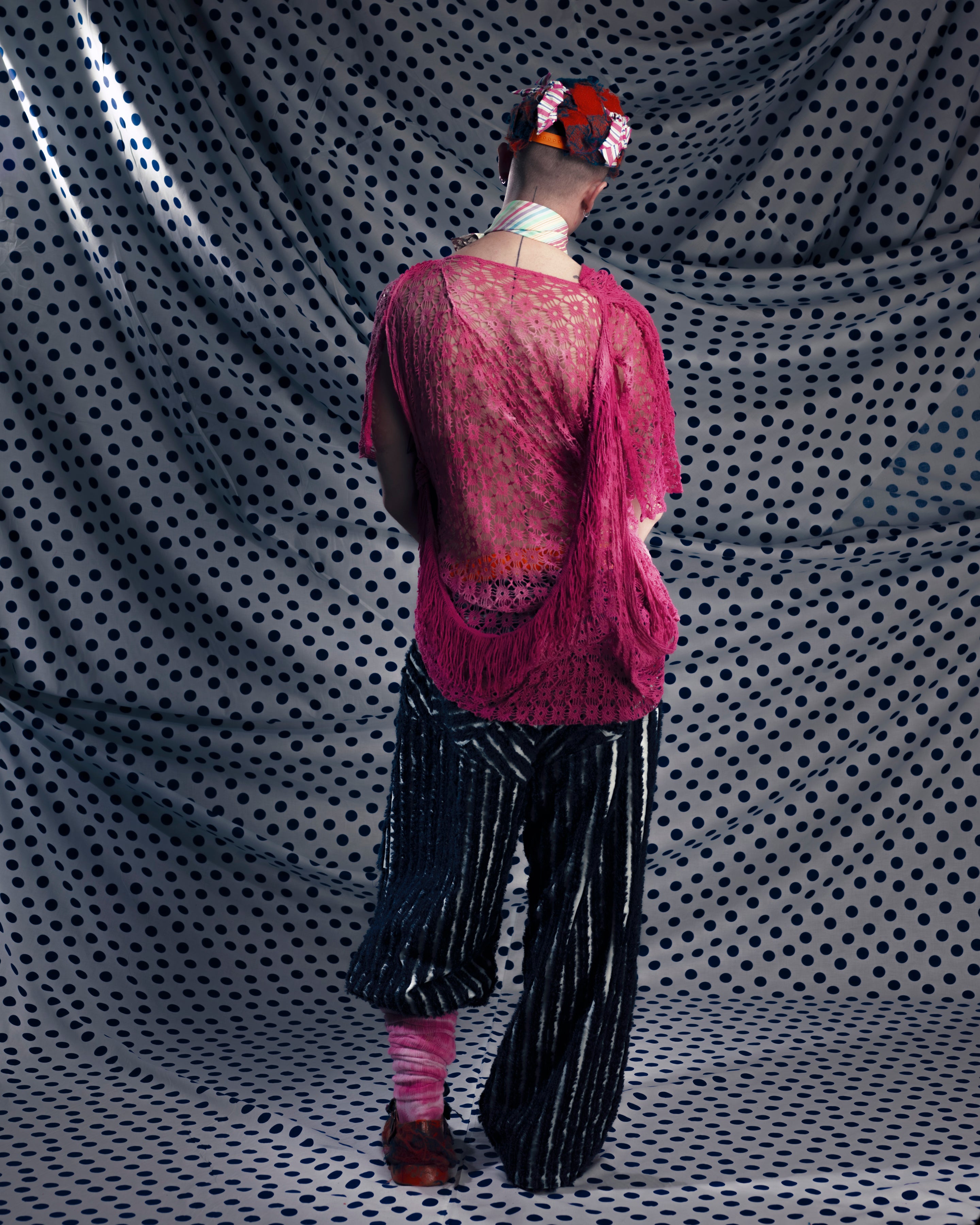 Pink Bow Orange Wool Trucker Cap